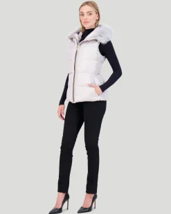 APRES-SKI VEST WITH DETACHABLE TOSCANA LAMB HOOD TRIM