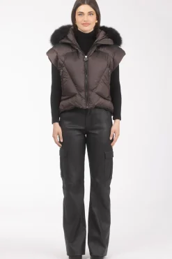 Après-Ski Vest With Detachable Toscana Shearling Lamb Hood Trim