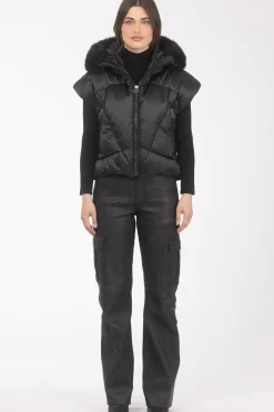 Après-Ski Vest With Detachable Toscana Shearling Lamb Hood Trim