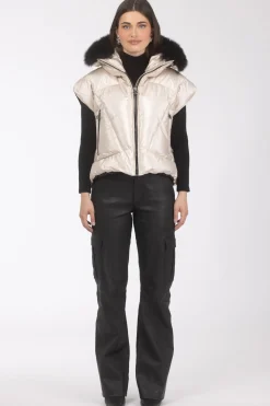 Après-Ski Vest With Detachable Toscana Shearling Lamb Hood Trim