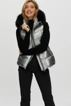 Après-Ski Vest With Detachable Toscana Shearling Lamb Hood Trim