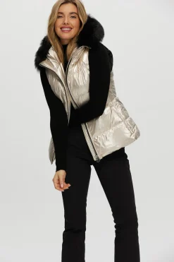 Après-Ski Vest With Detachable Toscana Shearling Lamb Hood Trim