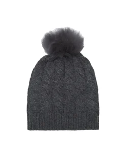 Cable Knit Select Cashmere Hat With Toscana Shearling Lamb Pompom