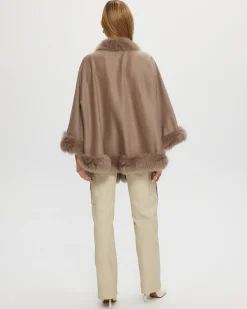 Cashmere & Wool Cape With Toscana Shearling Lamb Trim