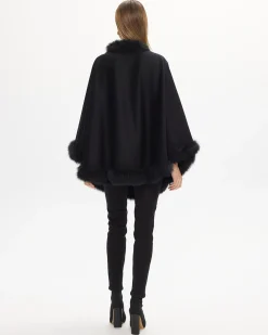 Cashmere & Wool Cape With Toscana Shearling Lamb Trim