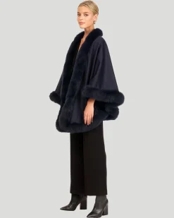 Cashmere & Wool Cape With Toscana Shearling Lamb Trim