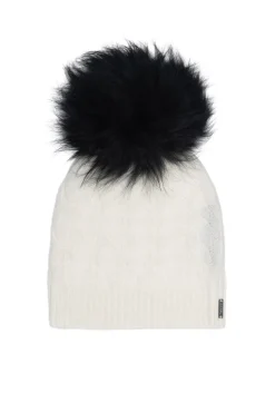Cashmere Cable Knit Hat With Select Lamb Pompom