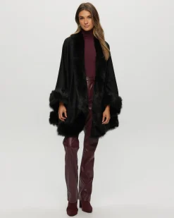 Cashmere Cape With Toscana Shearling Lamb Trim
