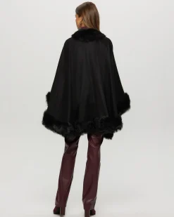 Cashmere Cape With Toscana Shearling Lamb Trim