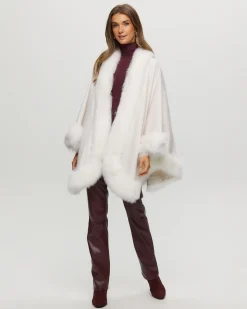 Cashmere Cape With Toscana Shearling Lamb Trim