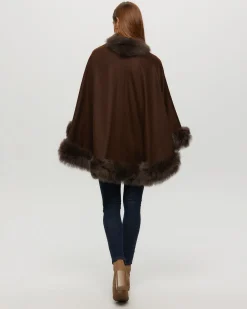 Cashmere Cape With Toscana Shearling Lamb Trim