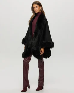 Cashmere Cape With Toscana Shearling Lamb Trim