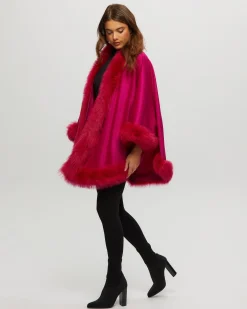 Cashmere Cape With Toscana Shearling Lamb Trim
