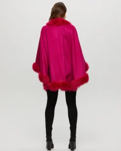 Cashmere Cape With Toscana Shearling Lamb Trim