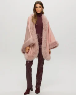 Cashmere Cape With Toscana Shearling Lamb Trim