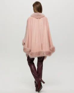 Cashmere Cape With Toscana Shearling Lamb Trim