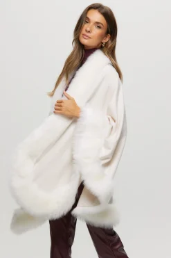 Cashmere Cape With Toscana Shearling Lamb Trim