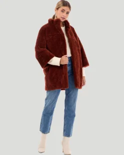 CASHMERE GOAT JACKET WITH STAND COLLAR AND CROPPED SLEEVES