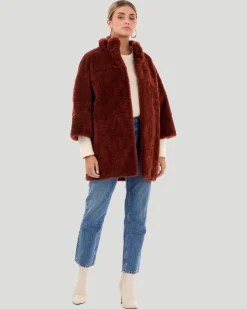 CASHMERE GOAT JACKET WITH STAND COLLAR AND CROPPED SLEEVES