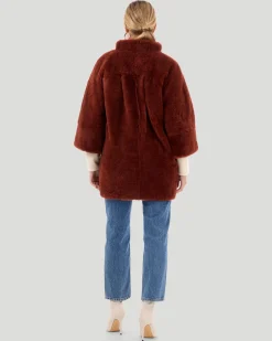 CASHMERE GOAT JACKET WITH STAND COLLAR AND CROPPED SLEEVES