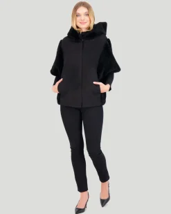 Cashmere Jacket With Sheared Select Cashmere Goat Trim And Short Sleeves