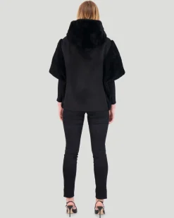 Cashmere Jacket With Sheared Select Cashmere Goat Trim And Short Sleeves