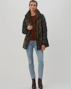 Chevron Shearling Lamb Jacket With Detachable Quilted Sleeves