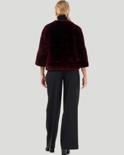 Collarless Select Shearling Lamb Jacket With 3/4 Sleeves