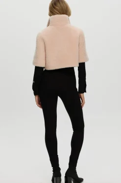 CURLY SHEARLING LAMB BOLERO, SHORT SLEEVES