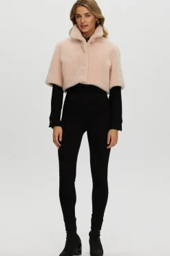 CURLY SHEARLING LAMB BOLERO, SHORT SLEEVES
