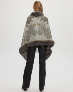 Double Face Cashmere Stole With Toscana Lamb Trim