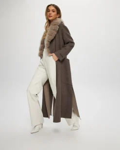 Double Face Loro Piana Cashmere & Wool Coat With Det. Select Cashmere Goat Collar, Belt