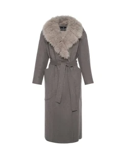 Double Face Loro Piana Cashmere & Wool Coat With Det. Select Cashmere Goat Collar, Belt