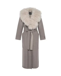 Double Face Loro Piana Cashmere & Wool Coat With Det. Select Cashmere Goat Collar, Belt
