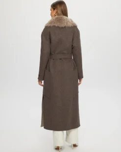 Double Face Loro Piana Cashmere & Wool Coat With Det. Select Cashmere Goat Collar, Belt