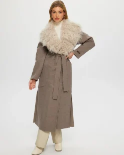 Double Face Loro Piana Cashmere & Wool Coat With Det. Select Cashmere Goat Collar, Belt