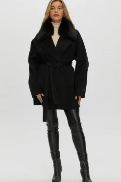 Double Face Loro Piana Cashmere & Wool Belted Jacket With Detachable Merinillo Shearling Lamb Trim