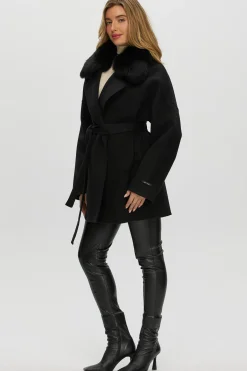 Double Face Loro Piana Cashmere & Wool Belted Jacket With Detachable Merinillo Shearling Lamb Trim