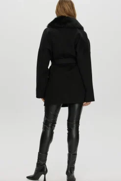 Double Face Loro Piana Cashmere & Wool Belted Jacket With Detachable Merinillo Shearling Lamb Trim