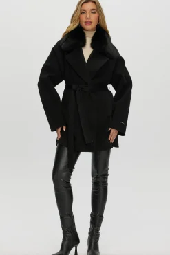 Double Face Loro Piana Cashmere & Wool Belted Jacket With Detachable Merinillo Shearling Lamb Trim