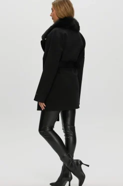 Double Face Loro Piana Cashmere & Wool Belted Jacket With Detachable Merinillo Shearling Lamb Trim