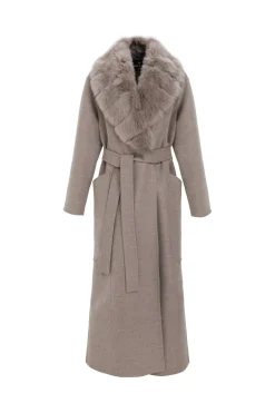 Double Face Loro Piana Cashmere & Wool Coat With Detachable Merinillo Shearling Lamb Collar, Belt