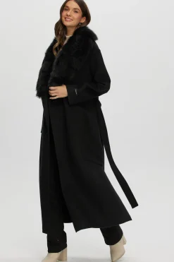 Double Face Loro Piana Cashmere & Wool Coat With Detachable Merinillo Shearling Lamb Collar, Belt