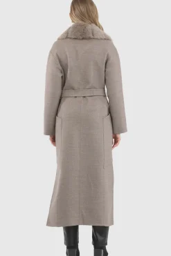 Double Face Loro Piana Cashmere & Wool Coat With Detachable Merinillo Shearling Lamb Collar, Belt