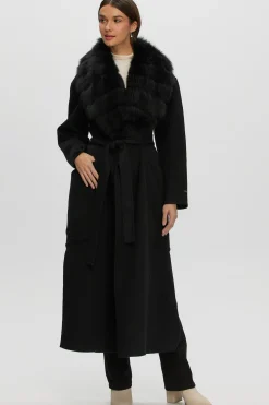 Double Face Loro Piana Cashmere & Wool Coat With Detachable Merinillo Shearling Lamb Collar, Belt