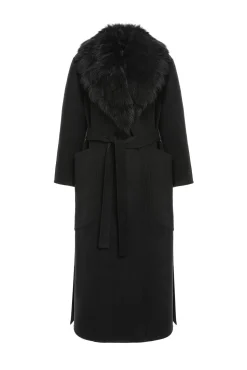 Double Face Loro Piana Cashmere & Wool Coat With Detachable Merinillo Shearling Lamb Collar, Belt