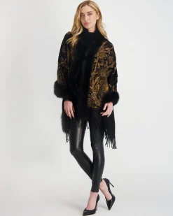 Double Face Select Cashmere Stole With Toscana Shearling Lamb Trim