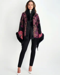 Double Face Select Cashmere Stole With Toscana Shearling Lamb Trim