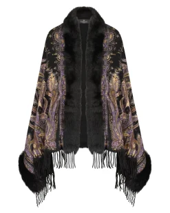 Double Face Select Cashmere Stole With Toscana Shearling Lamb Trim