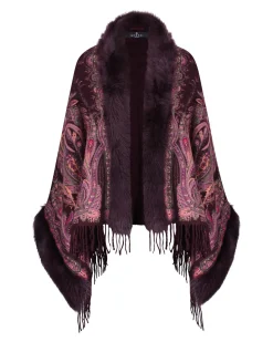 Double Face Select Cashmere Stole With Toscana Shearling Lamb Trim